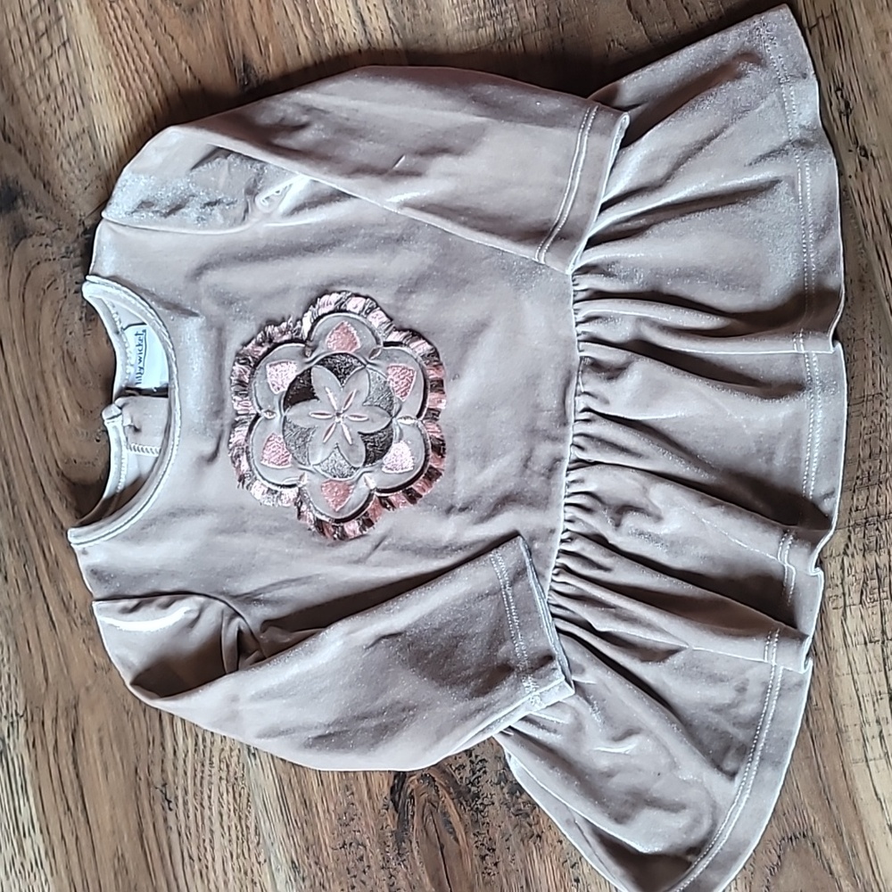 Lilly Wicket Tunic Dress Top, Size 18M, Champagne, Tan, Rose Pink, Velvet